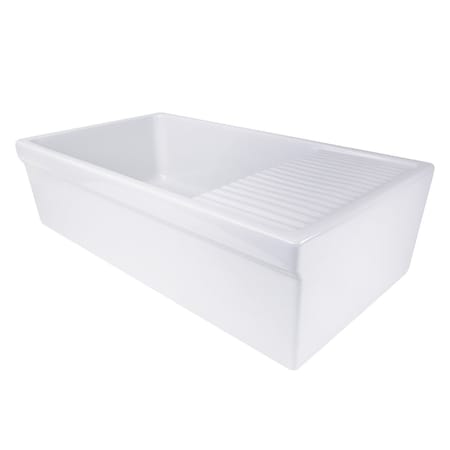 Nantucket Sinks 36 Inch Italian Farmhouse Fireclay Sink with Built-In Drainboard FCFS36-DB